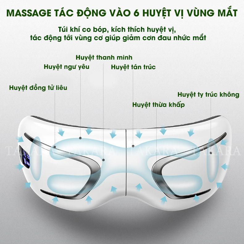 Máy Massage Mắt, Mát Xa Thư Giãn Takara Chăm Sóc Giảm Đau Nhức Mỏi Với 5 Chế Độ Tự Chọn BH 12 Tháng MSM01