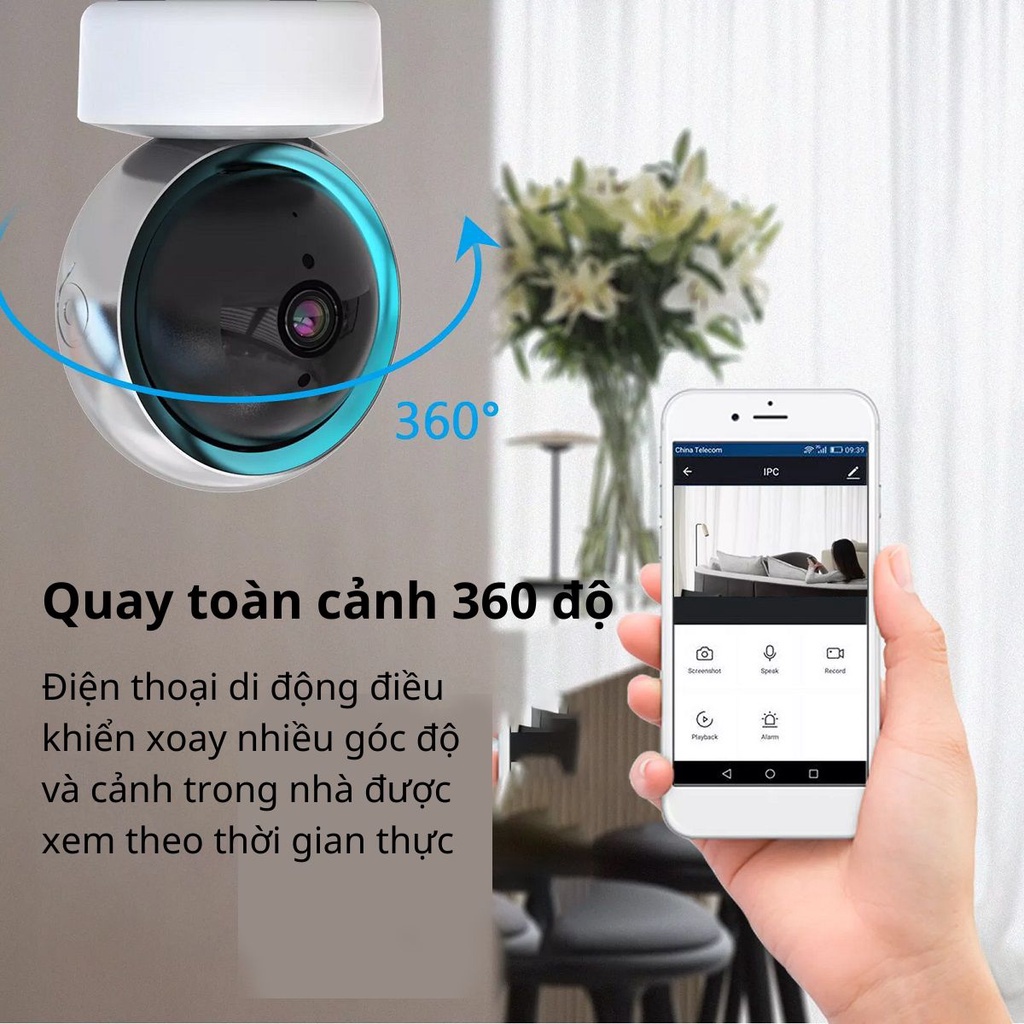 Camera quan sát rẻ nhất - Camera WIFI 5G - Đàm thoại 2 chiều - Trang bị hồng ngoại - Hỗ trợ thẻ nhớ 128GB