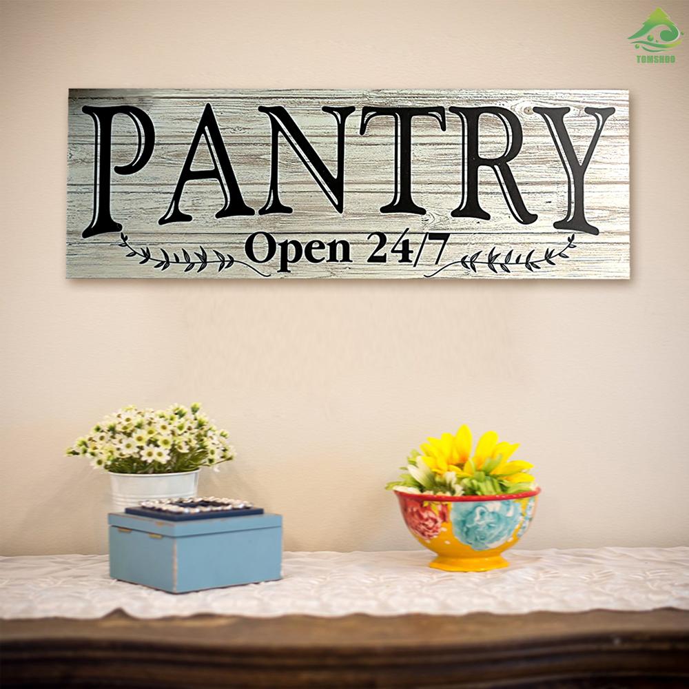 Bảng Gỗ Treo Tường In Chữ Pantry Open 24 / 7 Phong Cách Vintage Trang Trí Nhà Cửa / Nhà Hàng / Phòng Ăn