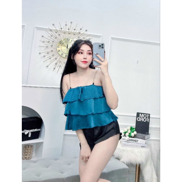 Đồ bộ ngủ nữ hai dây chất lụa satin mềm mát dễ thương mặc hè CARY