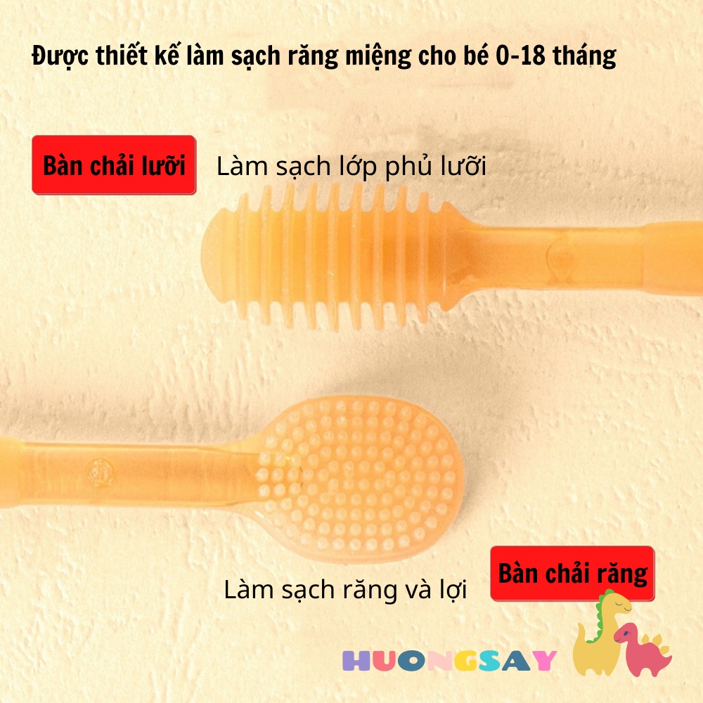 Bộ Cốc rơ lưỡi cho bé, Bàn chải silicon cho bé siêu mềm mại an toàn cho bé 0-18 tháng