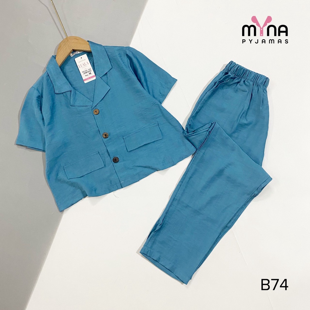 Bộ đũi tơ cổ vest áo cộc tay, quần 9 tấc, Có 6 màu