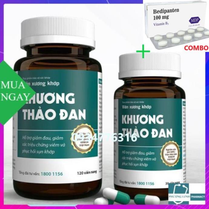 Combo Bedipanten 100mg +  [HỘP LỚN 120 VIÊN] - Viên Uống Xương Khớp Khương Thảo Đan HỘP 120 VIÊN