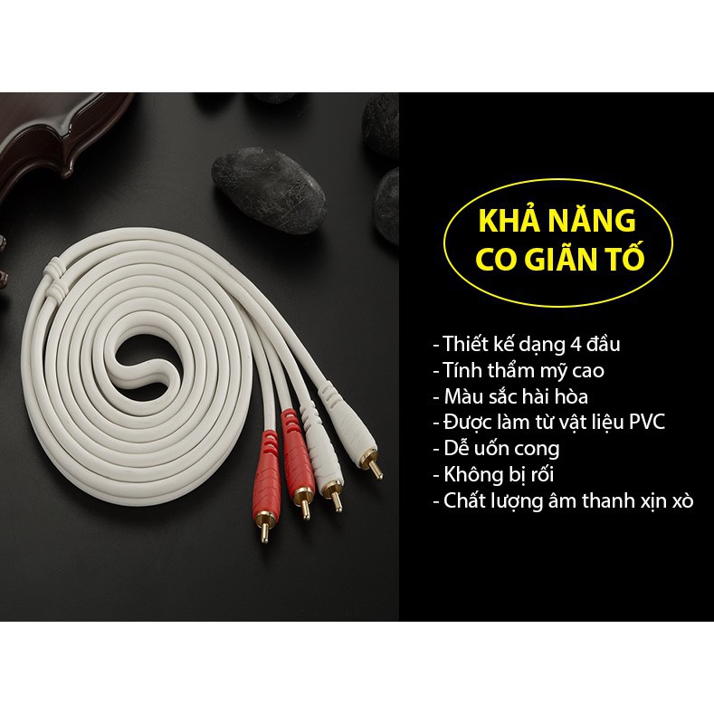 [Bán chạy nhất] Combo 2 dây tín hiệu 4 đầu bông sen (AV/RCA) JSJ 4421 dài 1.8m - 15m đầu cắm mạ vàng đảm bảo tín hiệu ổn