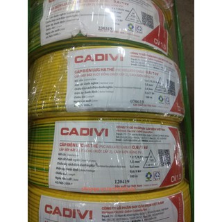 Dây te Cadivi Vàng Xanh cv 1.5 (dây tiếp địa , dây PE ) cuộn 100 mét