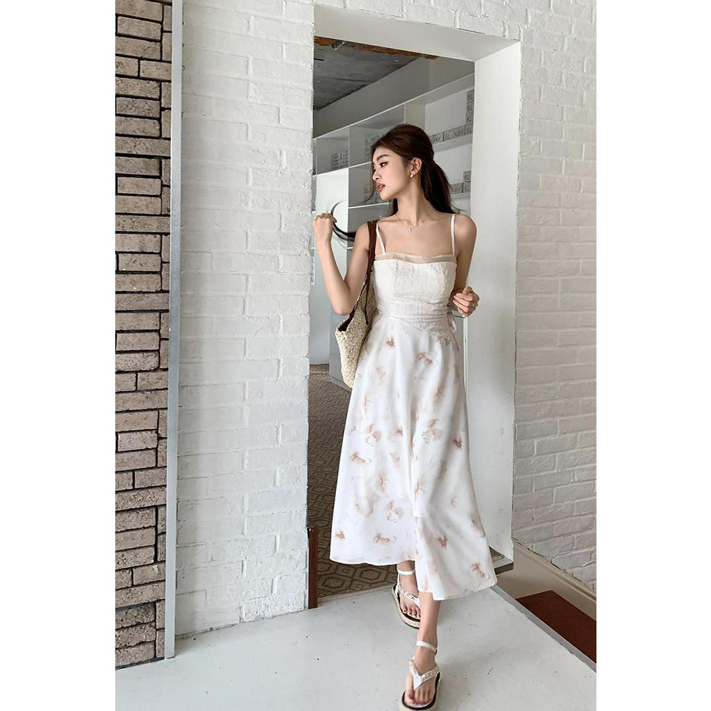 Đầm Hai Dây In Họa Tiết Mực Phong Cách Mới Dành Cho Nữ 64048