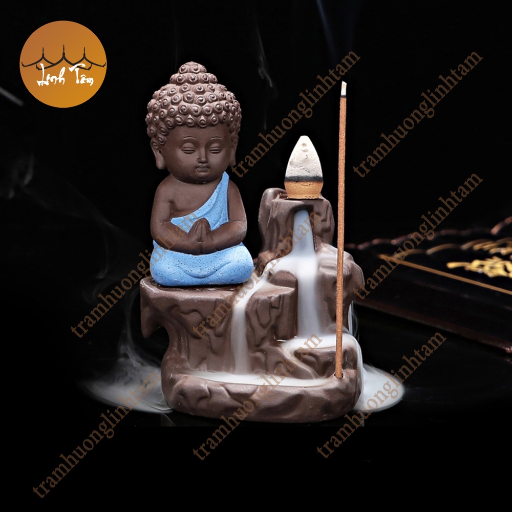 Thác khói trầm hương tặng 1 nụ trầm phật tọa thiền bên núi tksp80