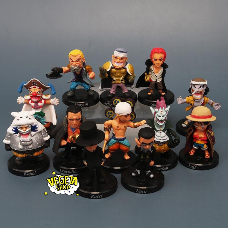 Mô hình One Piece - Set 12 mẫu Luffy Rucci Kuro Shanks Buggy Enel Crocodile Wapol Moriah Along Morgan Krieg - Cao 4~5cm