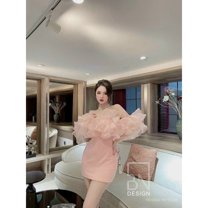 [ HÀNG BÁN CHẠY ] ĐẦM UMI PHỐI VOAN KIẾNG, REN NGỰC &amp; TAY, TAY TRỄ VAI GỢI CẢM, MÀU SẮC HIỆN ĐẠI, TAO NHÃ, MẶC SIÊU SANG