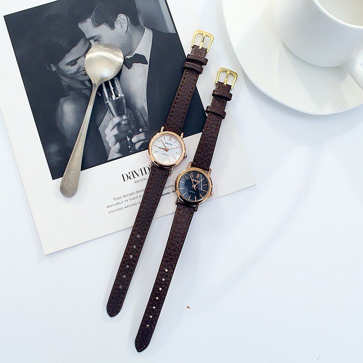 Đồng hồ nữ Dotime đồng hồ đeo tay dây da bản nhỏ siêu sang chảnh ZO47