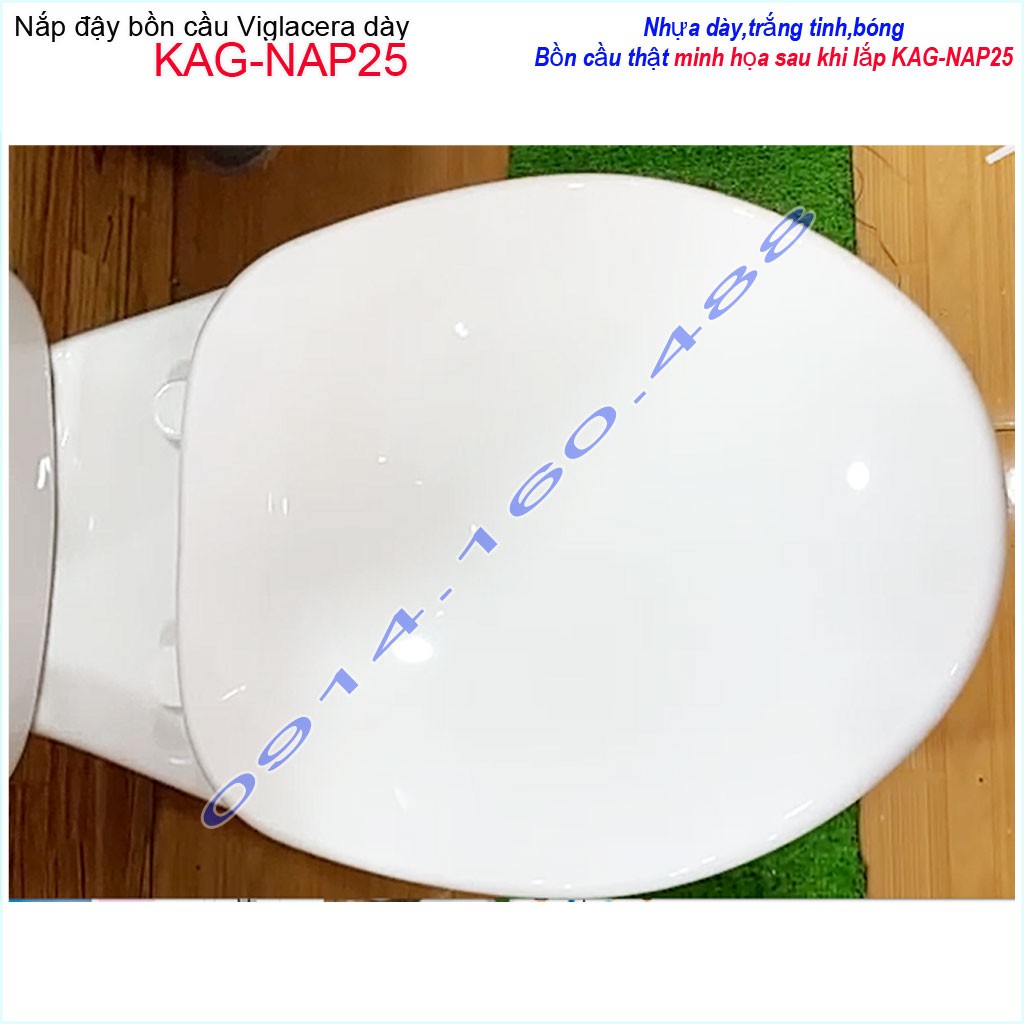 Nắp đậy bồn cầu Viglacera  KAG-NAP25, nắp bàn cầu nhựa dày bóng đẹp sử dụng tốt