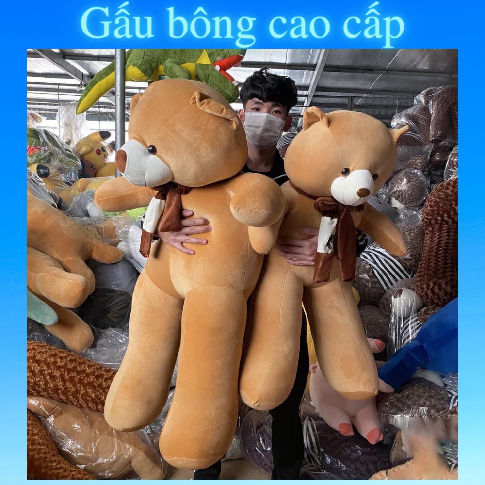 Gấu bông to Teddy Khăn 🛡𝑯𝒂̀𝒏𝒈 𝑪𝒂𝒐 𝑪𝒂̂́𝒑🛡, gối ôm thú nhồi bông Teddy Khăn cute, chất liệu vải nhung Hàn Quốc