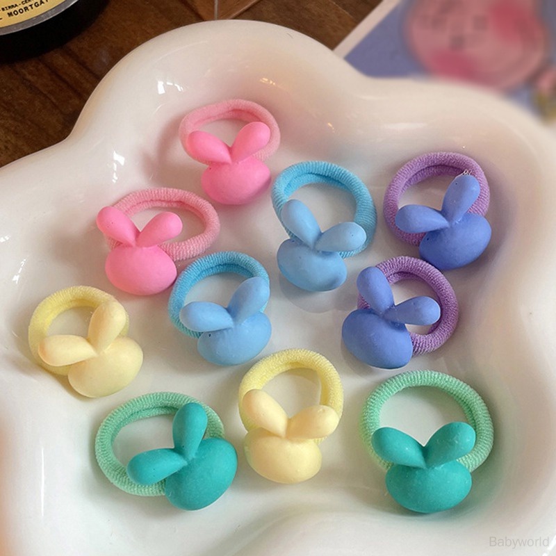 Set 10 Dây Cột Tóc mini Co Giãn Không Làm Đau Họa Tiết Hoạt Hình Dễ Thương Cho Bé Gái