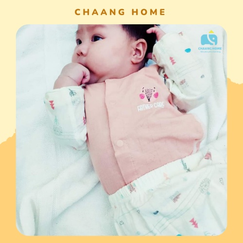 Father care bộ dài tay cúc giữa sơ sinh chất bamboo mềm mát thoải mái dễ chịu