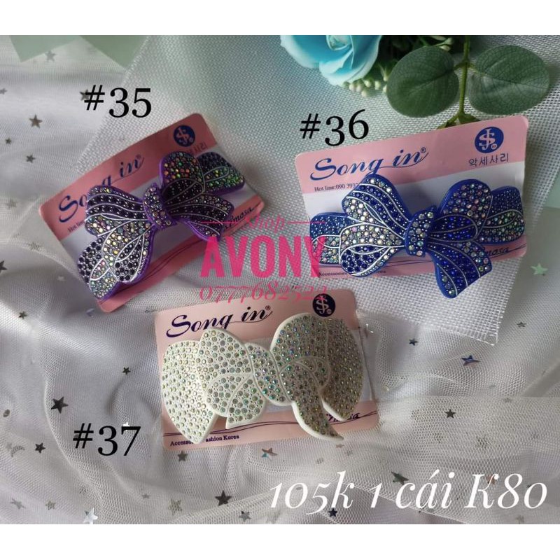 [đẹp] Kẹp đuôi tóc hình hoa đính đá Songin style Hàn Quốc màu tối