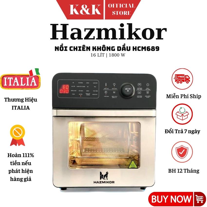 Lò nướng kiêm nồi chiên không dầu Hazmikor HCM689 dung tích 16 lít, Nồi chiên không dầu thương hiệu Đức | BH 12 tháng
