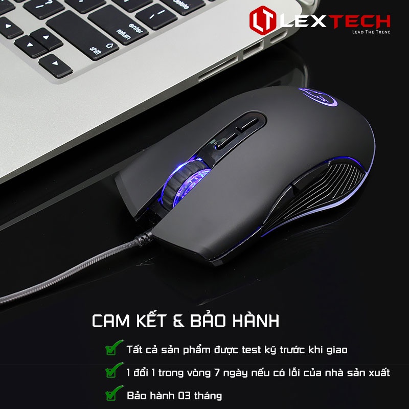 Chuột gaming có dây 3200 DPI LED 4 màu cho laptop máy tính bàn Lextech CG830