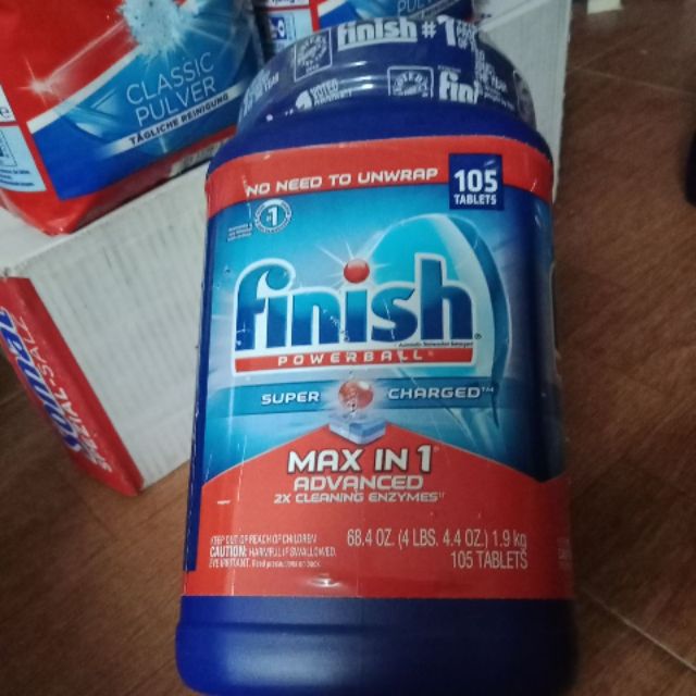 Hộp 125 viên rửa chén Finish max in1 cao cấp dùng cho máy