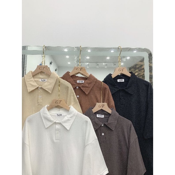 Áo polo tay lỡ 100% cotton nam nữ mặc được, áo cặp unisex ulzzang - ẢNH THẬT