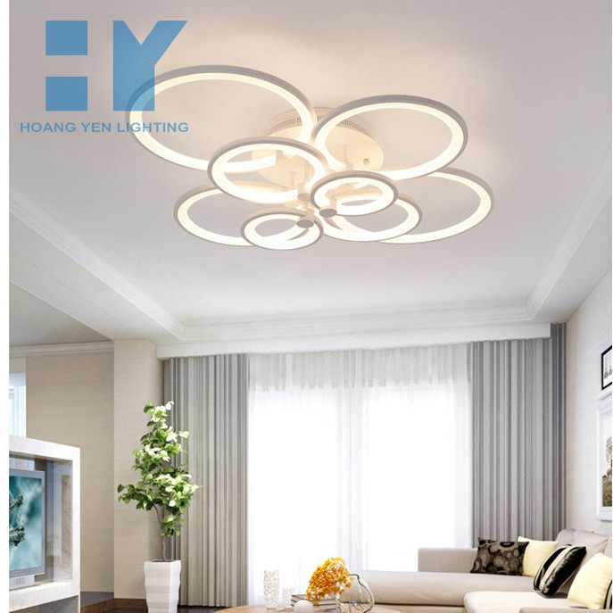 Đèn LED Ốp Trần, Mâm Đèn Ốp Trần 8 Vòng Tròn- Tặng Kèm điều khiển từ xa