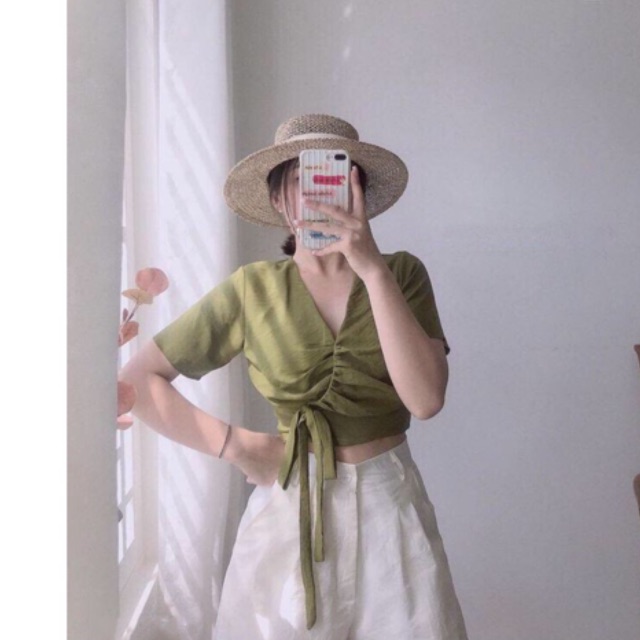 Thanh lý áo crop Medusa Tú Mỡ NEW 100% còn nguyên tag XANH RÊU