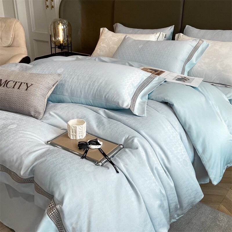 Bộ Chăn Ga Gối Phi Lụa DreamCity 4 Món Đủ Kích Thước Hoạ Vân Chìm Thượng Lưu Bộ Chăn Ga Gối Phi Lụa Set Chăn Ga Gối