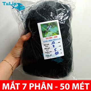 Lưới bẫy chim cu gáy - cò trắng mắt lỗ 7 phân , chiều cao 5 mét 4 dây 3 túi , lưới cước thái màu đen