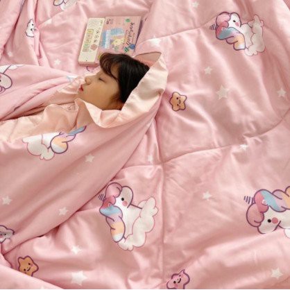 Sét Đũi Gồm Chăn Ga Gối Trần Viền Bèo HỌA TIẾT KỲ LÂN PONY Siêu Mềm Siêu Mát.Hình Họa Tiết Ngộ Nghĩnh.Changahn
