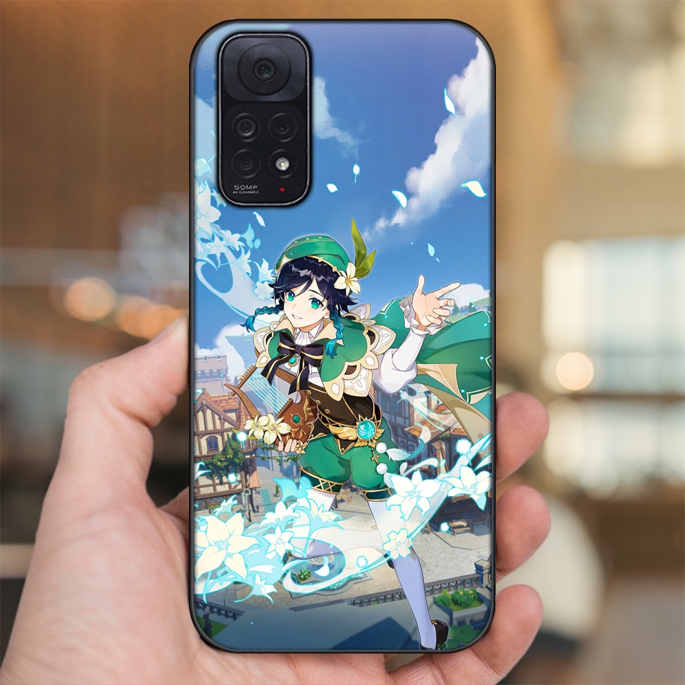 Ốp lưng Xiaomi Redmi Note 11, Note 11s viền đen in hình Venti Genshin Impact