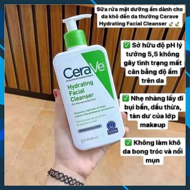 Sữa rửa mặt Cerave 236ml siêu kiềm dầu, siêu cấp ẩm cho mọi loại da, nhất là da nhạy cảm