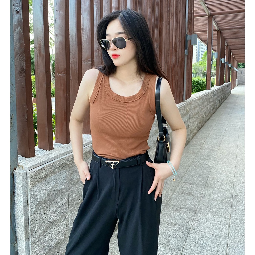 Thắt Lưng Da 110cm Có In Logo Hình Tam Giác Cá Tính Cho Nữ