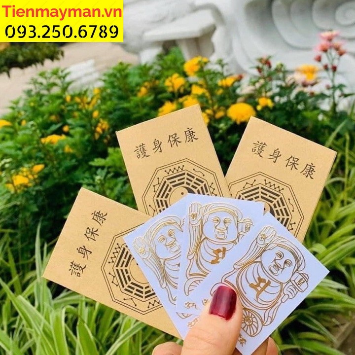 Combo 3 miếng linh phù dán điện thoại THẦN TÀI GIỮ CỦA ý nghĩa phong thủy dán laptop điện thoại