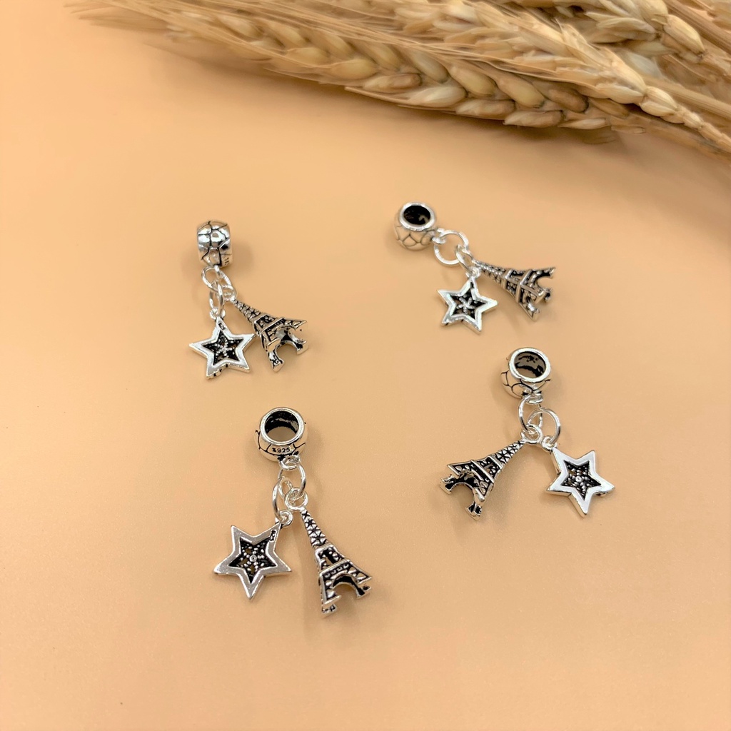 Charm móc treo Tháp Eiffel và Ngôi sao - Charm Bạc 925 - Mã CA565