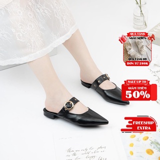 Dép sục nữ mwc đế vuông 2cm quai khóa siêu sang nude- 3414
