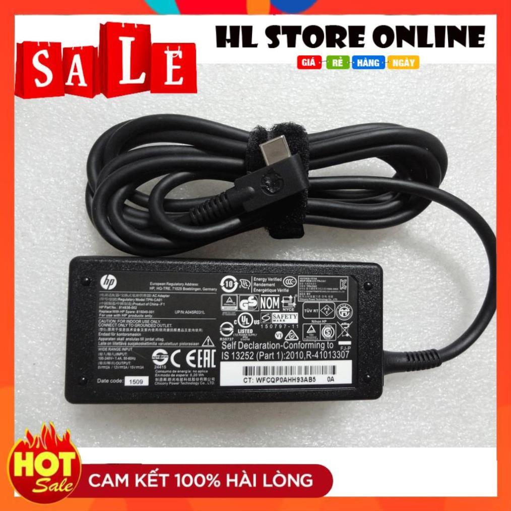 💖 Sạc ADAPTER HP 20V-3.25A ,5V-3A,12V-5A,15V-5A (Type C) (65W) HP Spectre Folio 13 HP Spectre x360 Chính Hãng