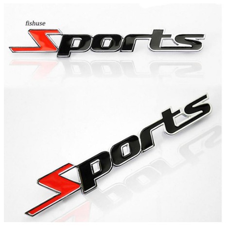 Logo tem 3D kim loại chữ SPORTS dán xe hơi ô tô