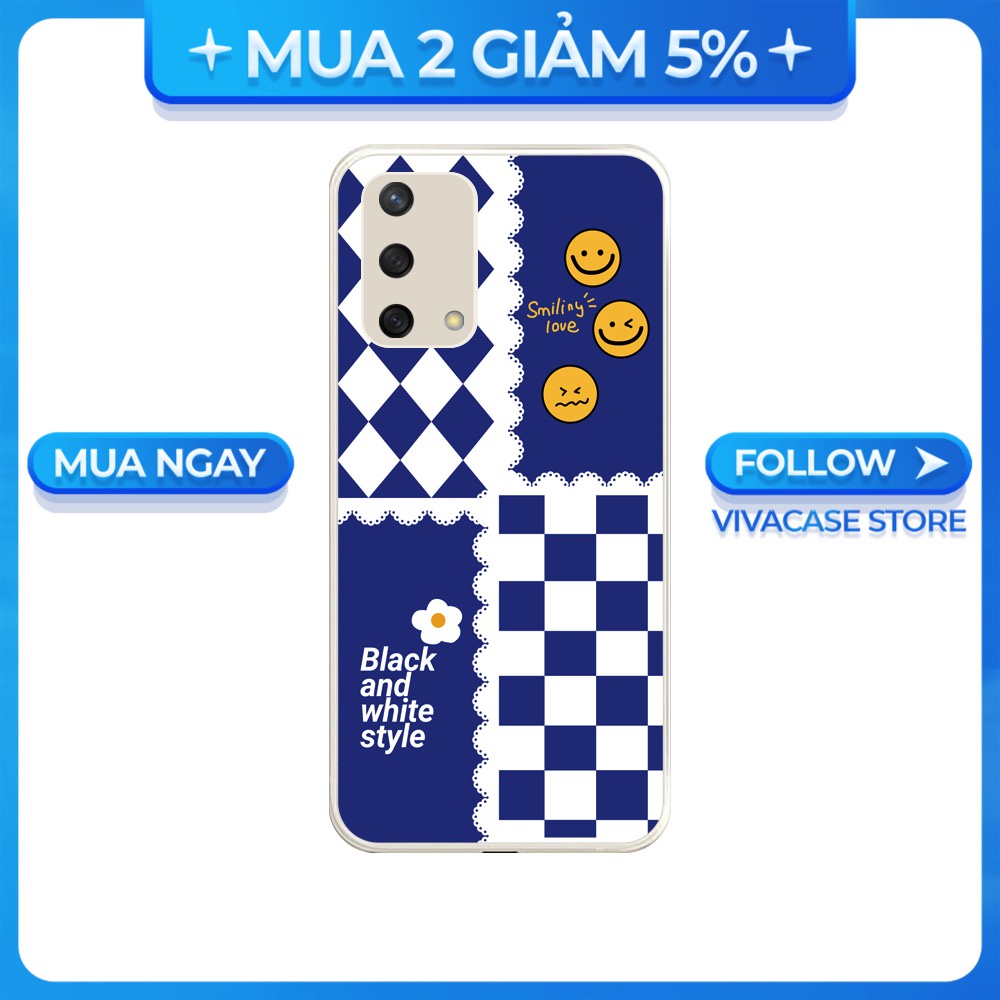 Ốp lưng cạnh vuông OPPO A1K/A5S/A74/A54/....viền bảo vệ camera hình Caro xanh