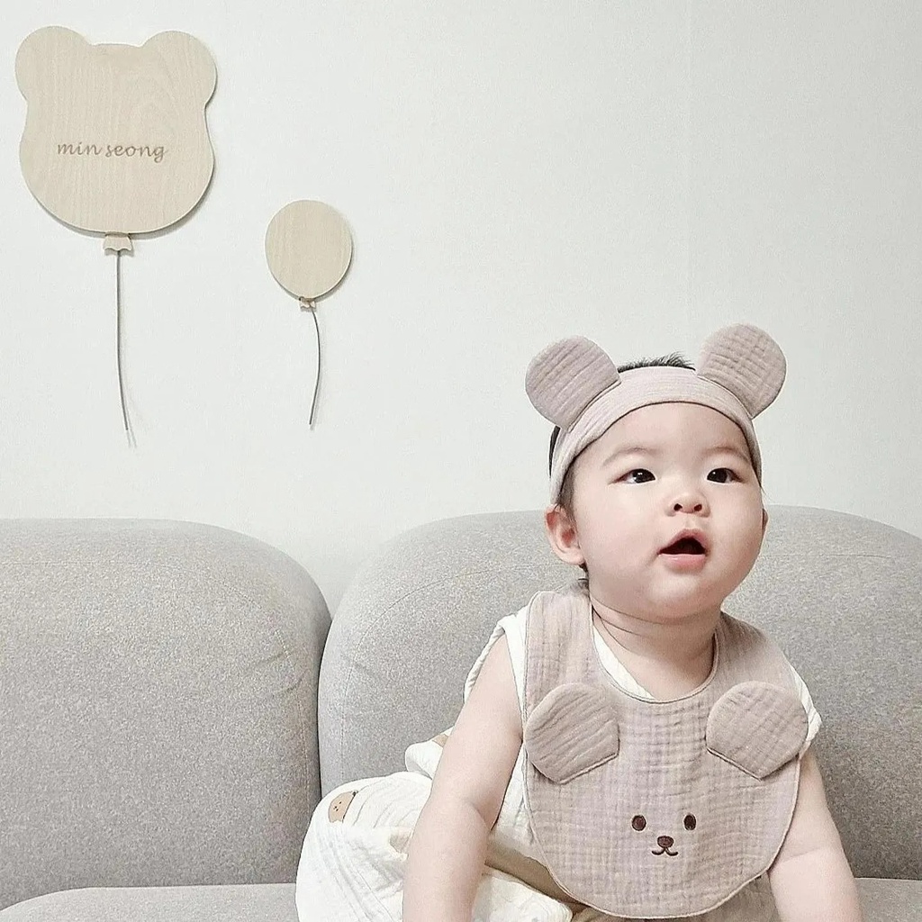 ⚡Sẵn sàng tàu!Yếm Ăn Bằng Cotton Nguyên Chất Chống Văng Sữa Thêu Họa Tiết Phong Cách Hàn Quốc Cho Bé Sơ Sinh