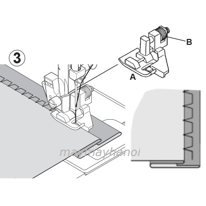 Chân vịt giấu mũi, canh lề máy may gia đình