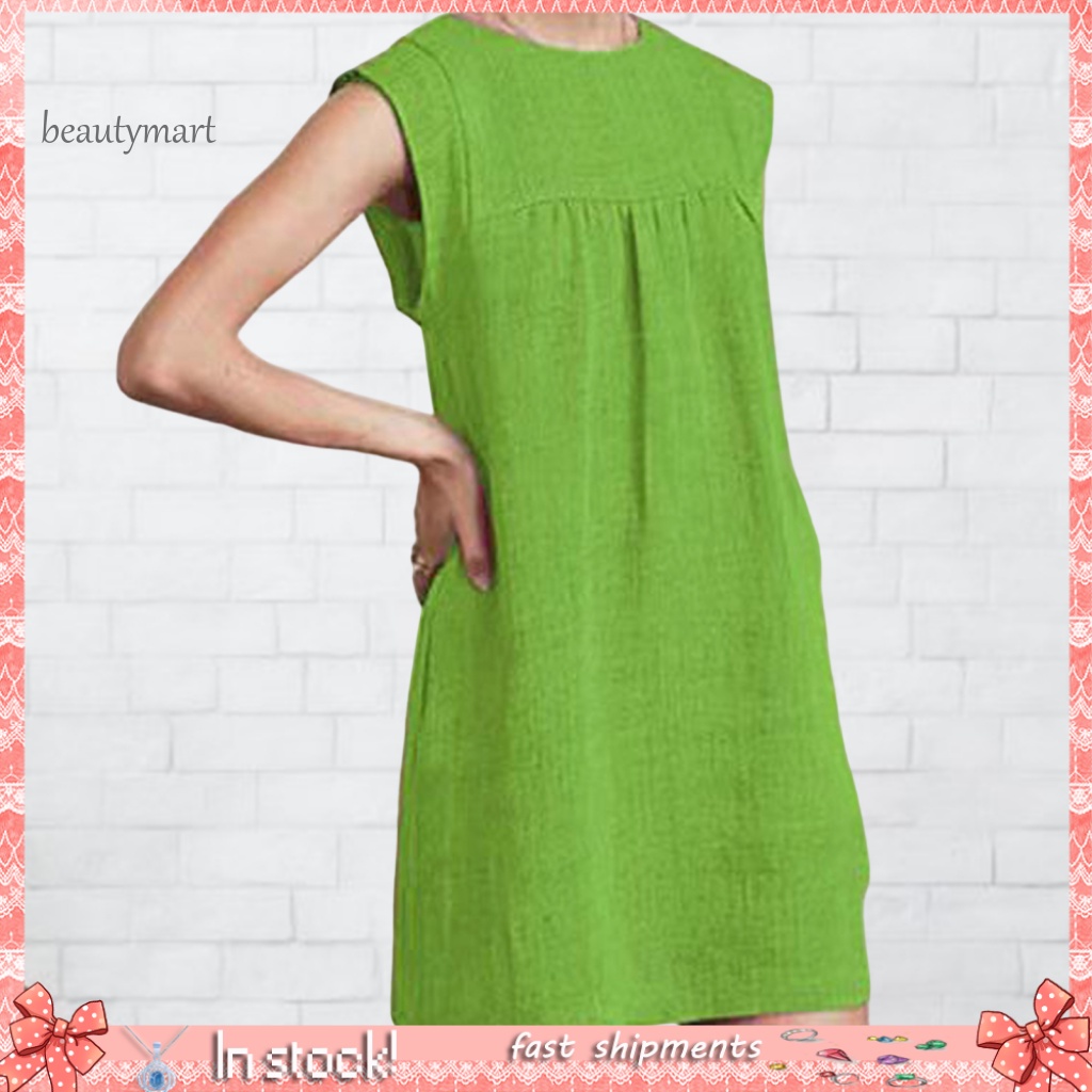 Đầm Ngắn Không Tay Dáng Suông Rộng Thoải Mái Thời Trang Cho Nữ
