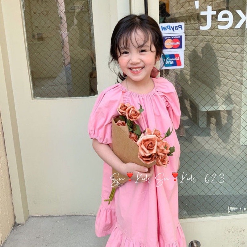 Váy thô hồng mềm mại cho bé gái