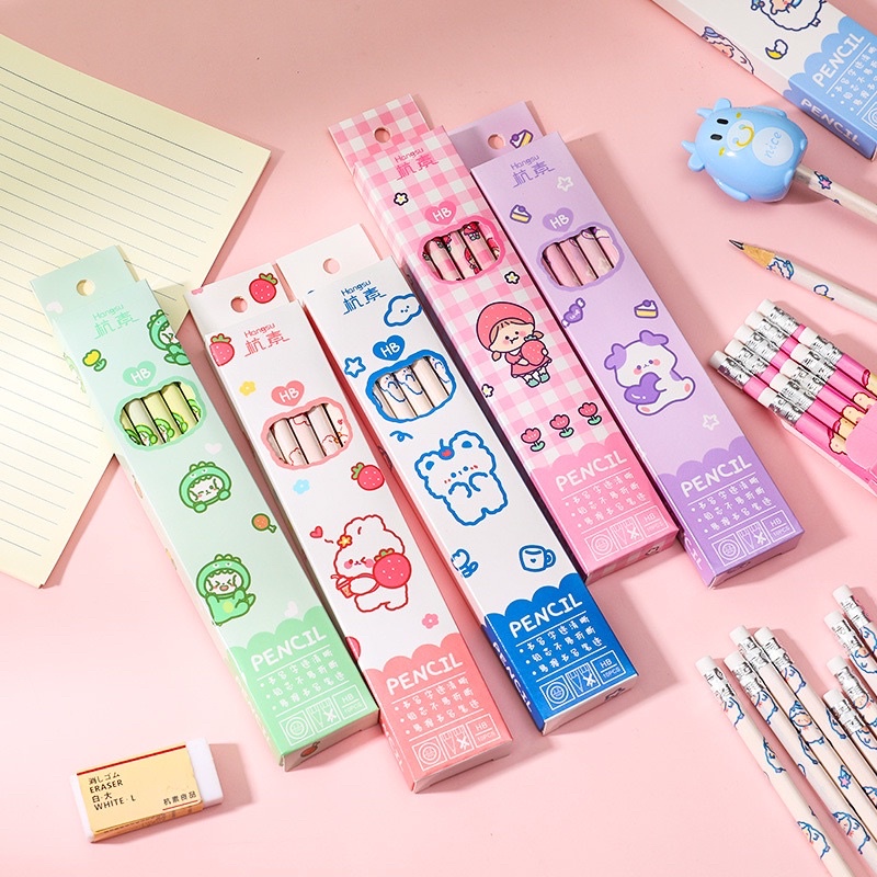 SET 10 BÚT CHÌ HB NHIỀU HÌNH DỄ THƯƠNG