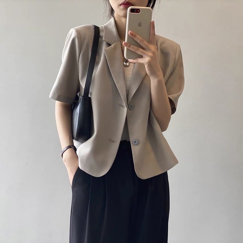 Áo blazer 1 LỚP ngắn tay kiểu dáng croptop _ áo vest ngắn tay bigsize 87kg AV12
