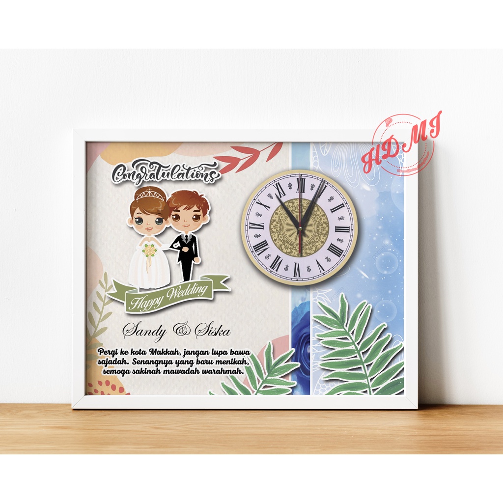 Đồng hồ treo tường trang trí 20x30cm hình đồng hồ ảnh tùy chỉnh THE WEDDING