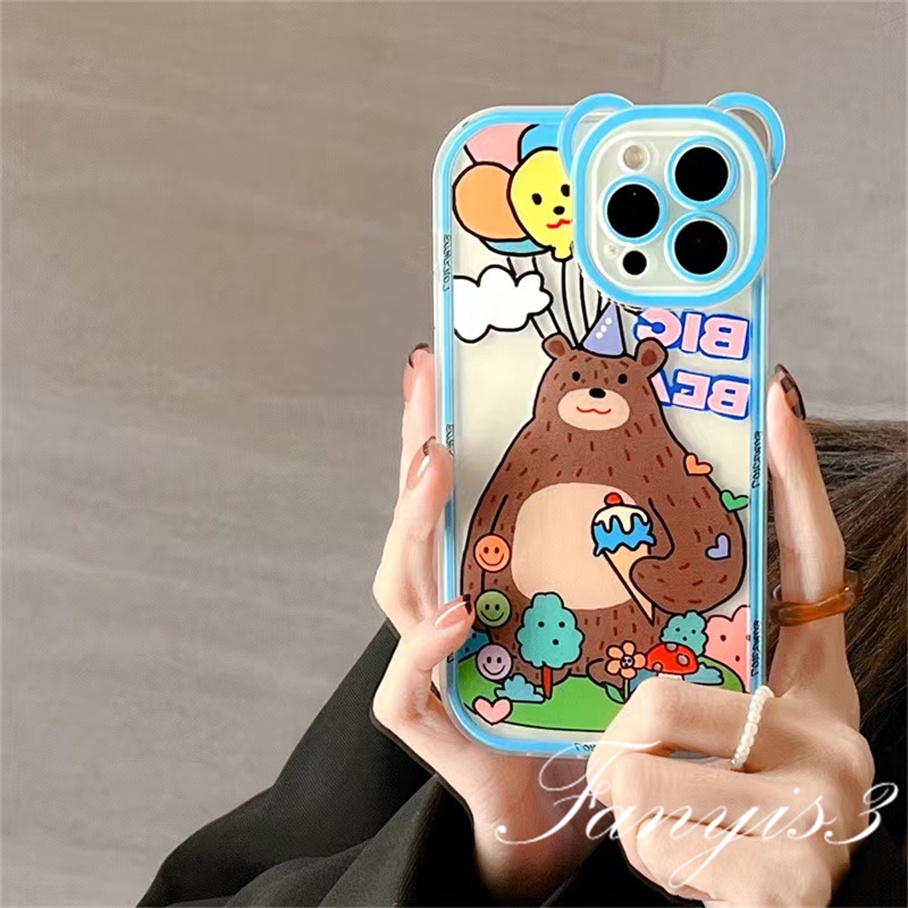 Ốp Điện Thoại Mềm Trong Suốt Họa Tiết Gấu Nâu Cho iPhone 14 13 12 11 Pro Max X XR Xs Max 8 7 6 6s Plus SE 2020