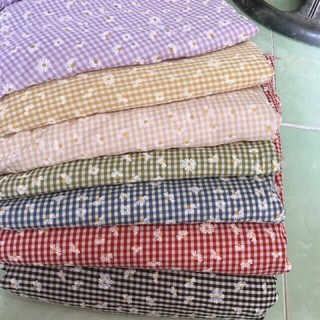 vải caro hoa cúc