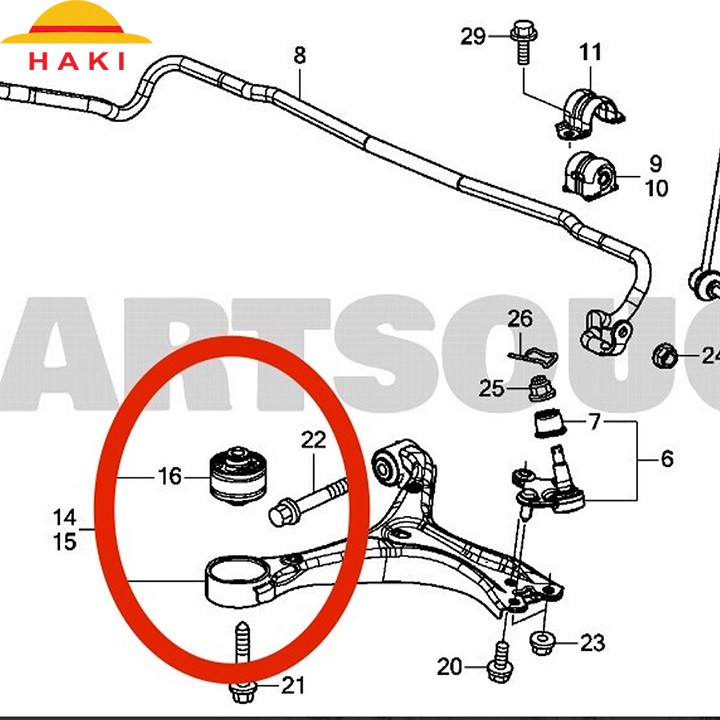 CAO SU CÀNG A HONDA CITY 2015-2019 THÁI LAN - MÃ BÁN RỜI// CAO SU CÀNG CHỮ A LỚN HONDA CITY 2014-2020