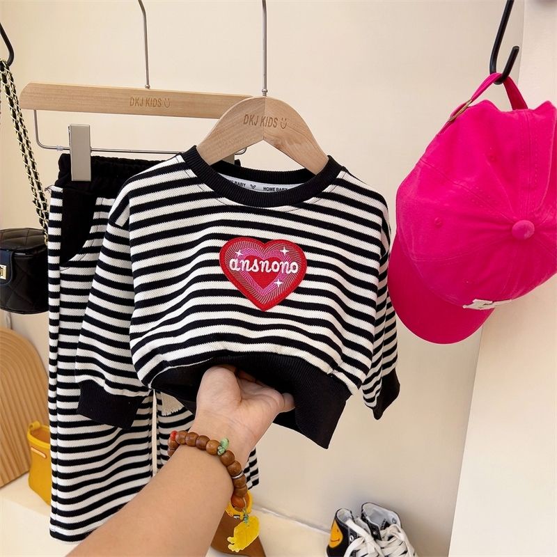 Bộ Đồ Thể Thao Hai Mảnh Áo Sweater Kẻ Sọc + Quần Ống Rộng Phong Cách Hàn Quốc Thời Trang Mùa Thu 2022 Mới Dành Cho Bạn