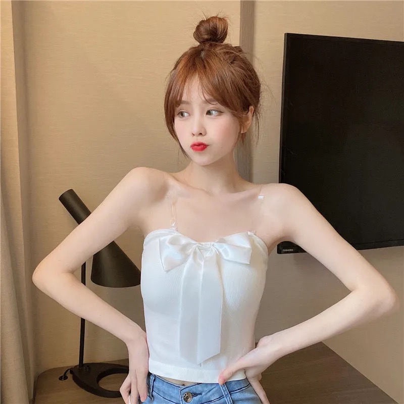 Áo Hai Dây Hở Vai Thắt Nơ Mẫu Mới Phong Cách Hàn Quốc Gợi Cảm Cho Nữ