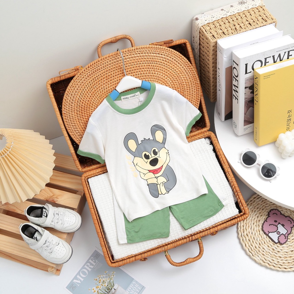 Đồ bộ MINKY MOM cho bé trai bé gái cộc tay thun lạnh, set bộ quần áo trẻ em monky mom mặc nhà cho bé 1 2 3 4 5 tuổi